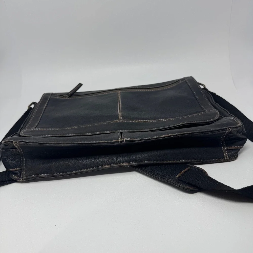 Vintage Wilsons Leather Messenger Bag Black Leather Laptop Briefcase Crossbody